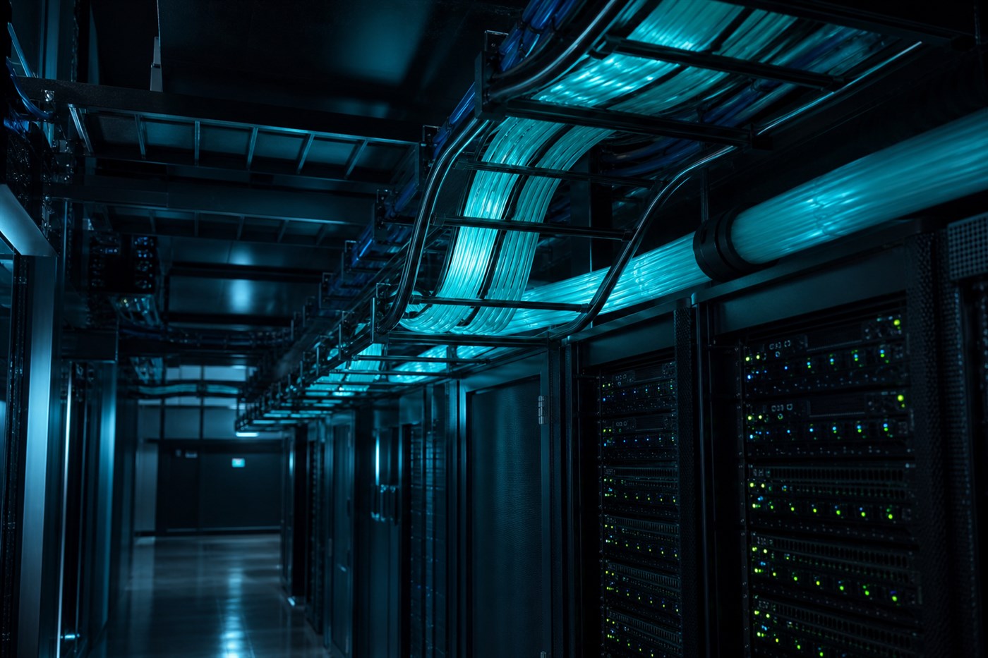 Overhead fiber optic backbone cabling in a premium network facility